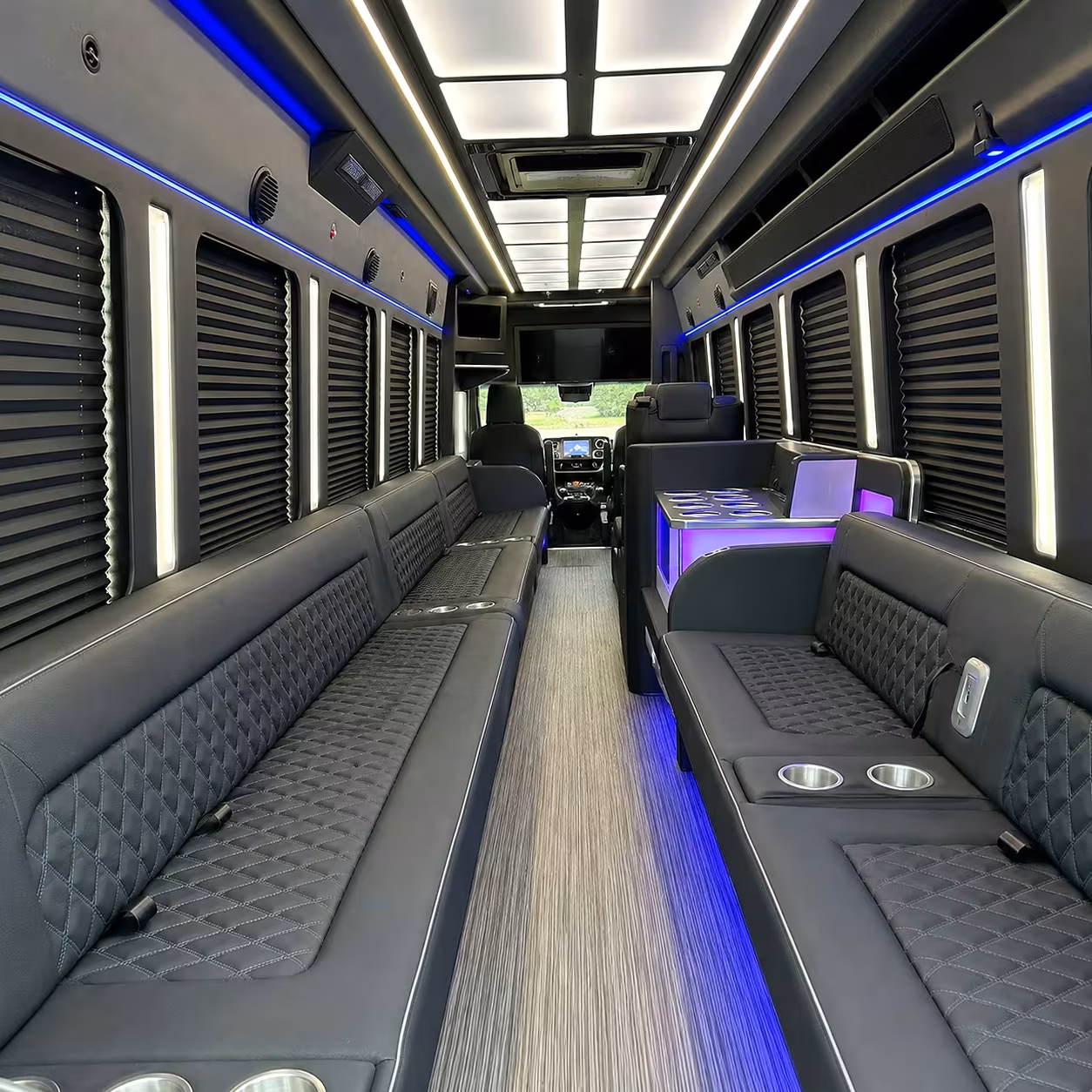 prom party bus and minibus amenities in san leandro